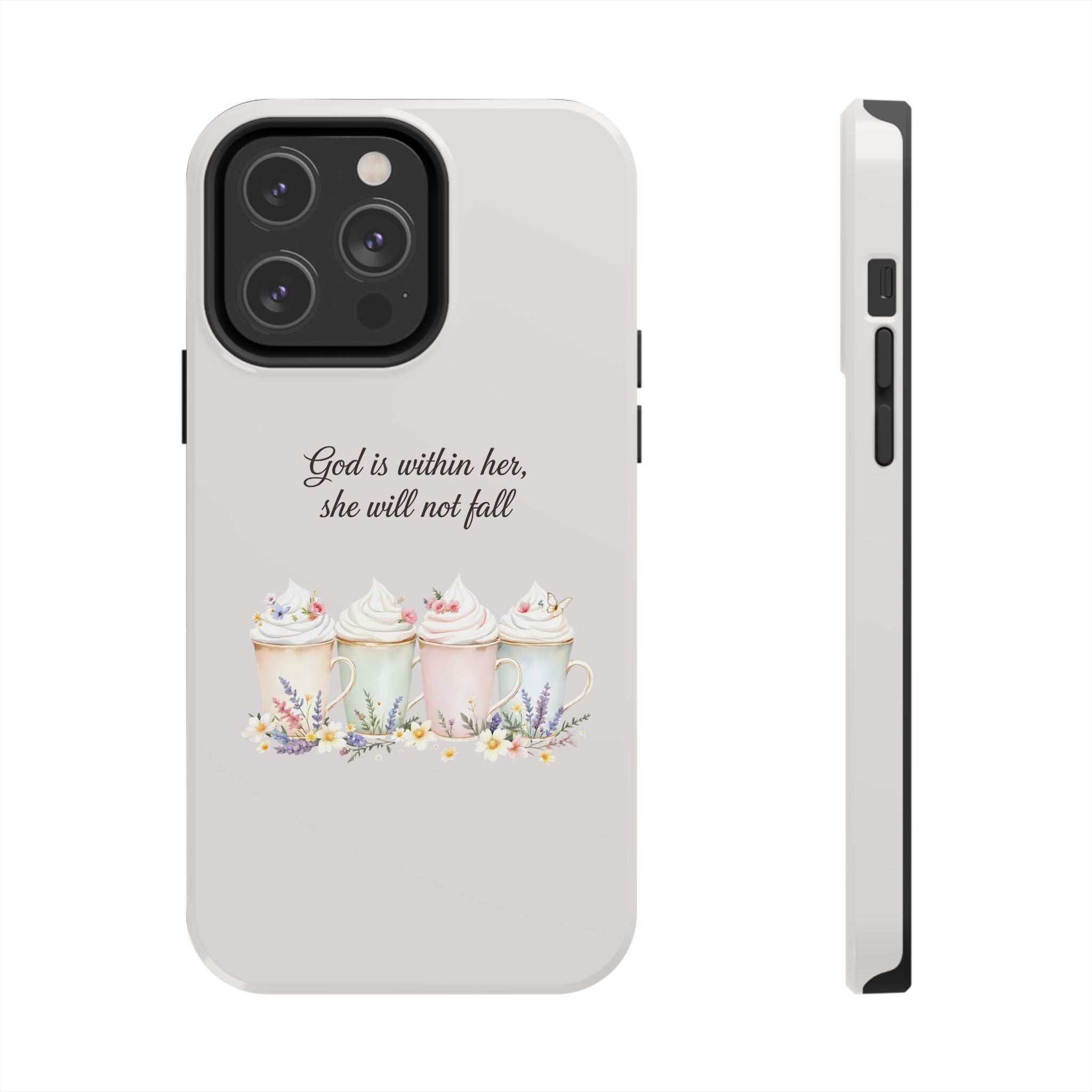 God Is Within Her Floral Phone Case | Scripture Bible Verse iPhone Case