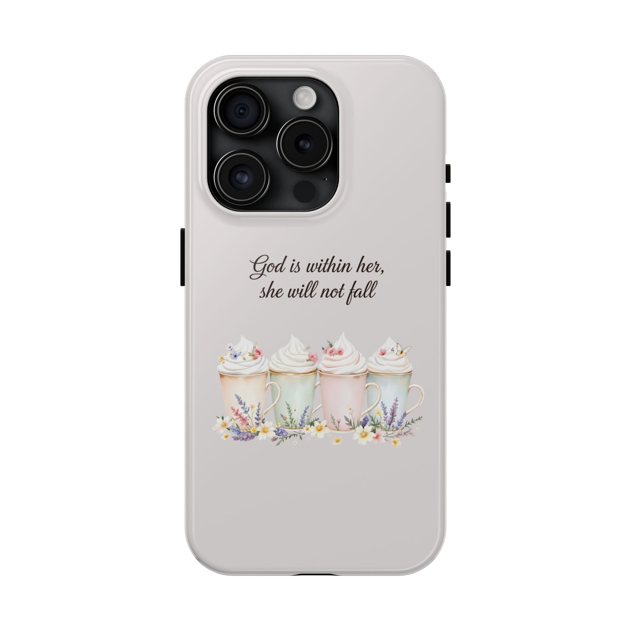 God Is Within Her Floral Phone Case | Scripture Bible Verse iPhone Case