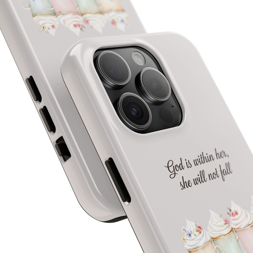 God Is Within Her Floral Phone Case | Scripture Bible Verse iPhone Case