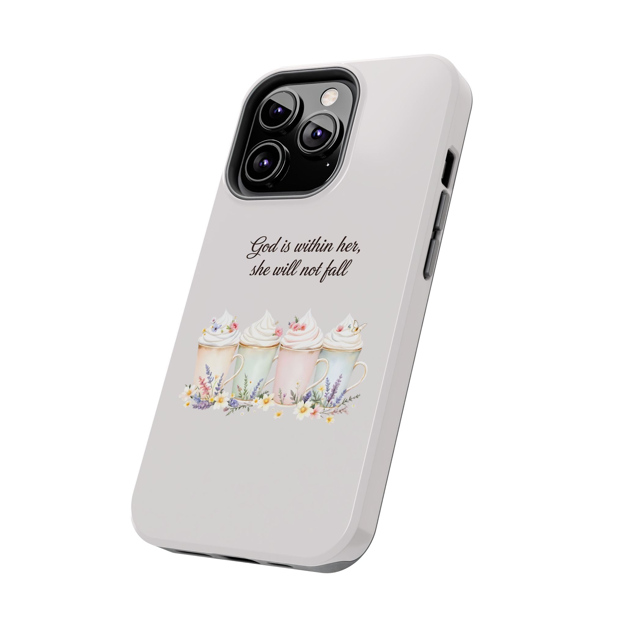 God Is Within Her Floral Phone Case | Scripture Bible Verse iPhone Case