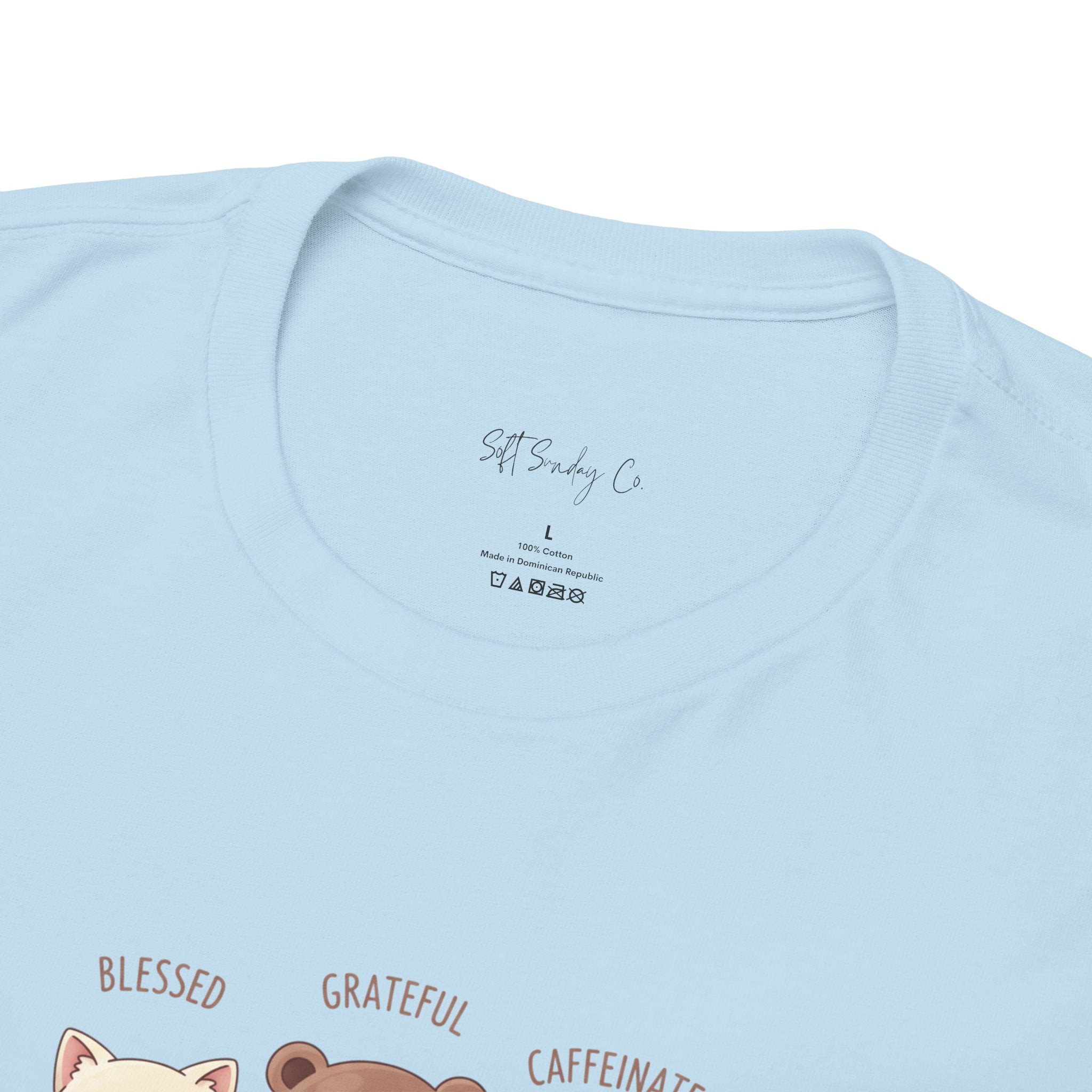 Cute Three Dogs Graphic Tee – Pawfect Puppy "Blessed, Grateful, Caffeinated "Trio T-Shirt