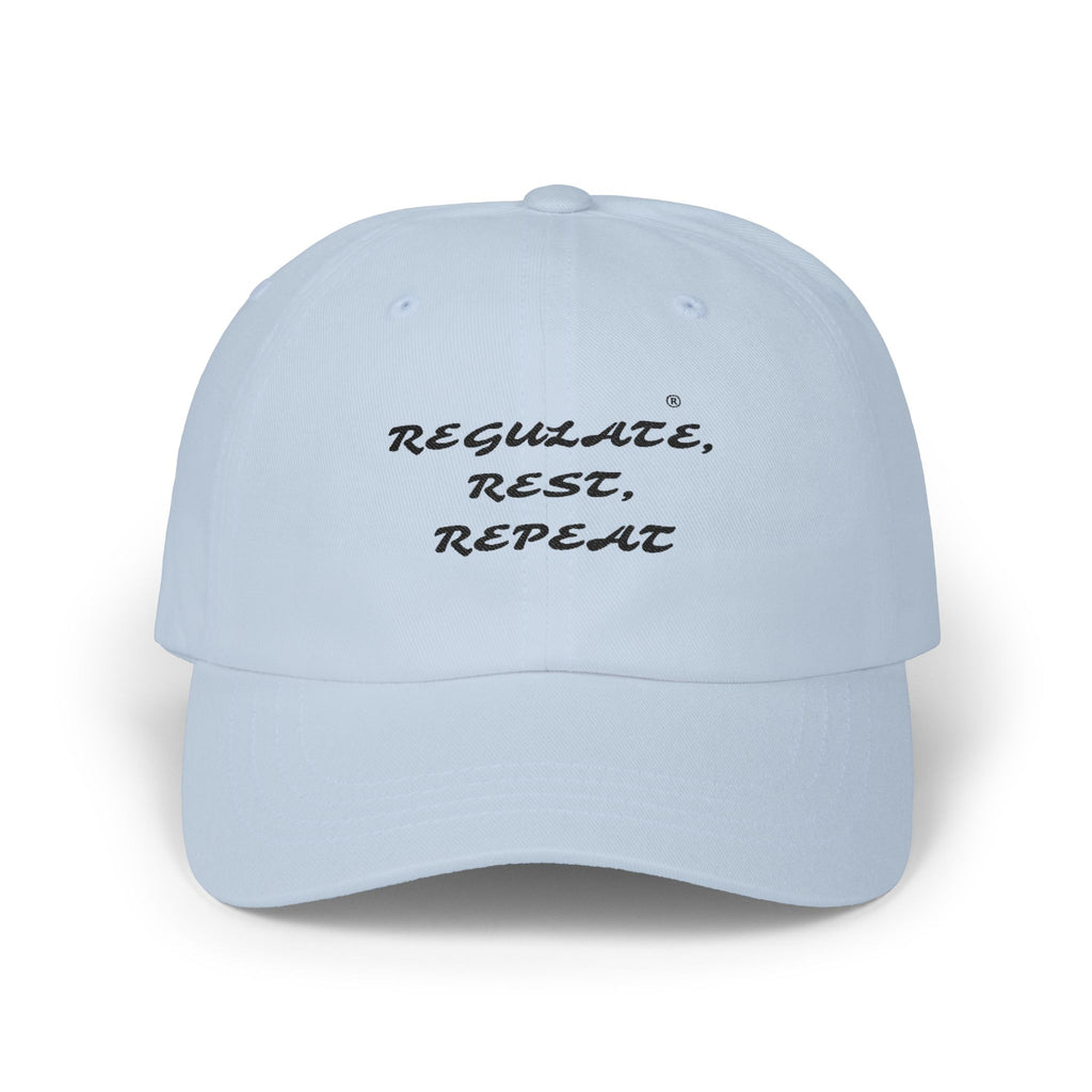 Dad Cap — "Regulate. Rest. Repeat." Embroidered Relaxation Hat