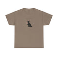 Black Cat Sitting Tee | Minimal Kitty Illustration, Chest Patch