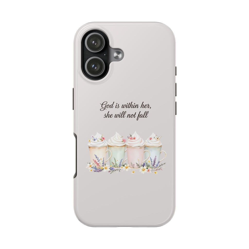 God Is Within Her Floral Phone Case | Scripture Bible Verse iPhone Case