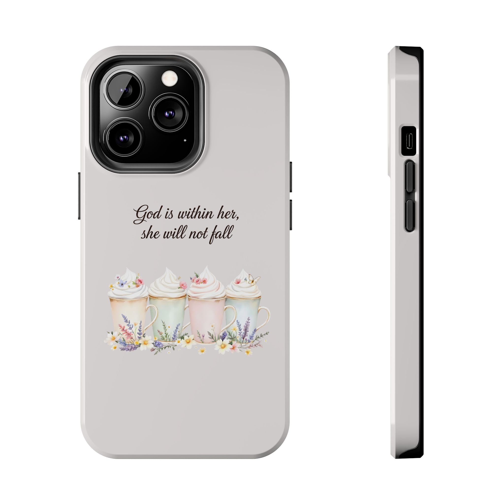 God Is Within Her Floral Phone Case | Scripture Bible Verse iPhone Case