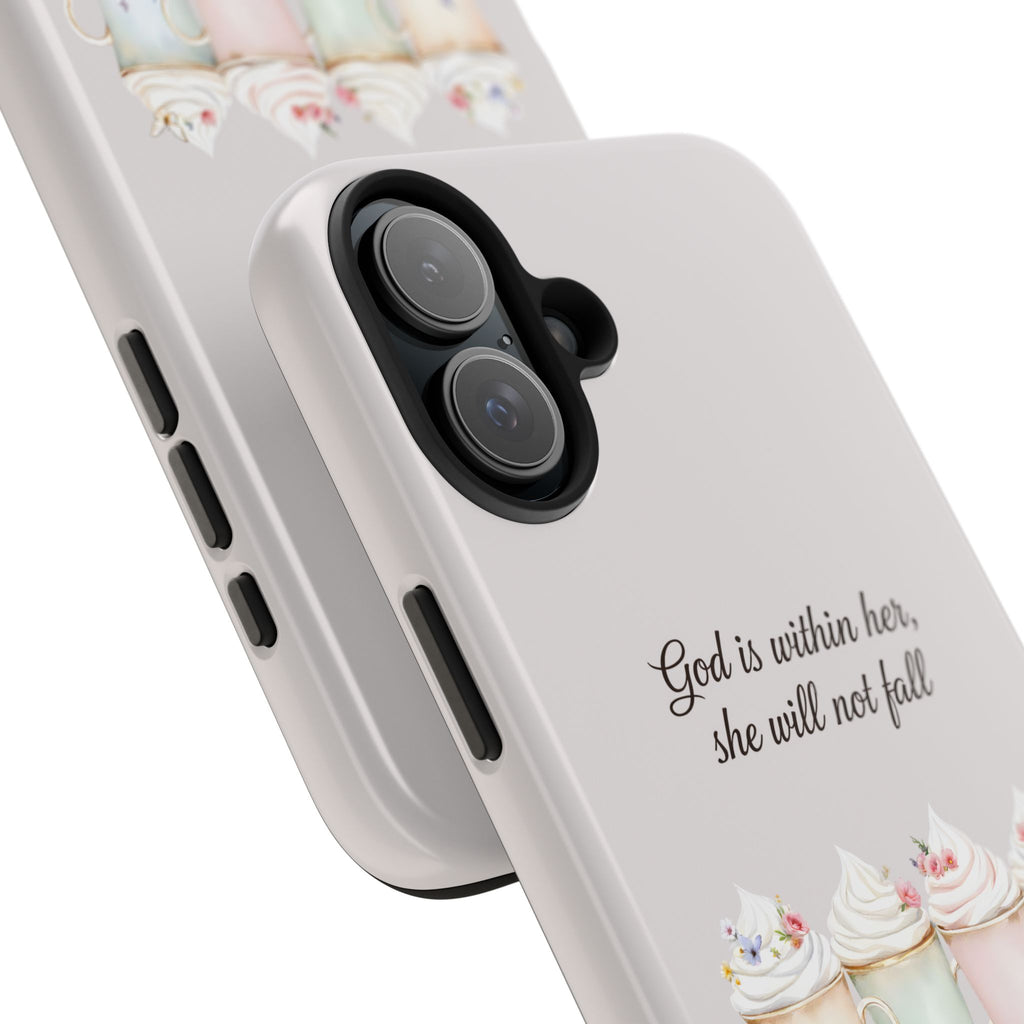 God Is Within Her Floral Phone Case | Scripture Bible Verse iPhone Case