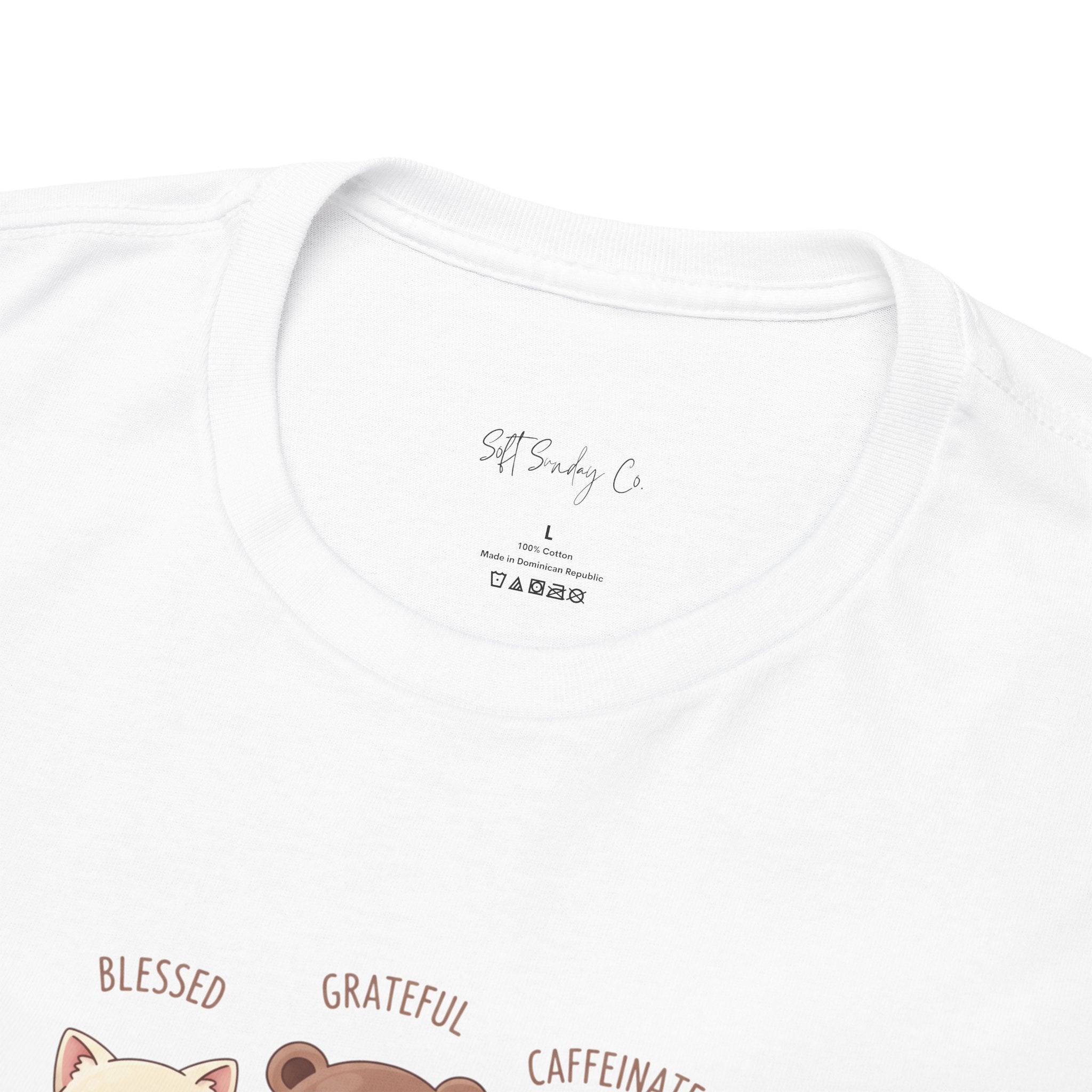 Cute Three Dogs Graphic Tee – Pawfect Puppy "Blessed, Grateful, Caffeinated "Trio T-Shirt