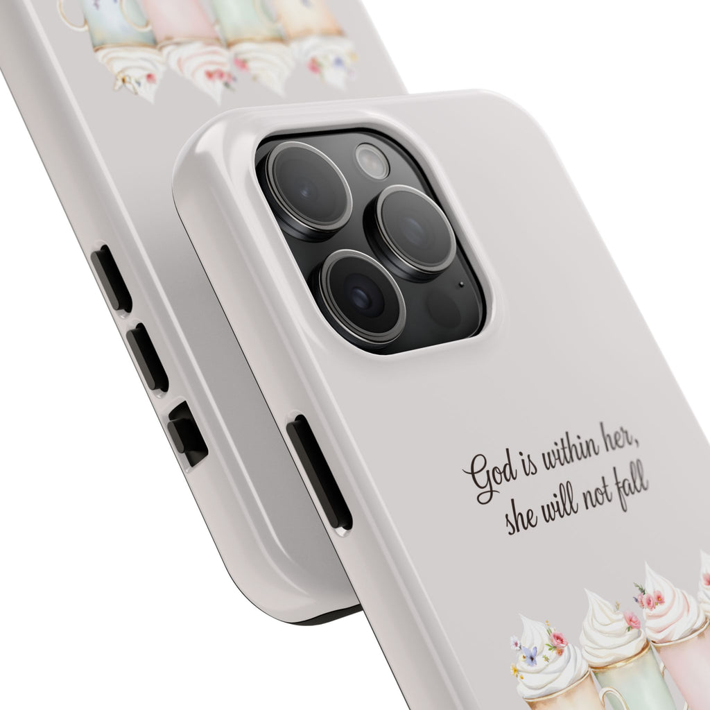 God Is Within Her Floral Phone Case | Scripture Bible Verse iPhone Case