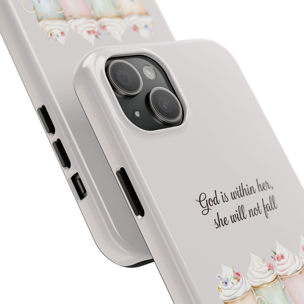 God Is Within Her Floral Phone Case | Scripture Bible Verse iPhone Case