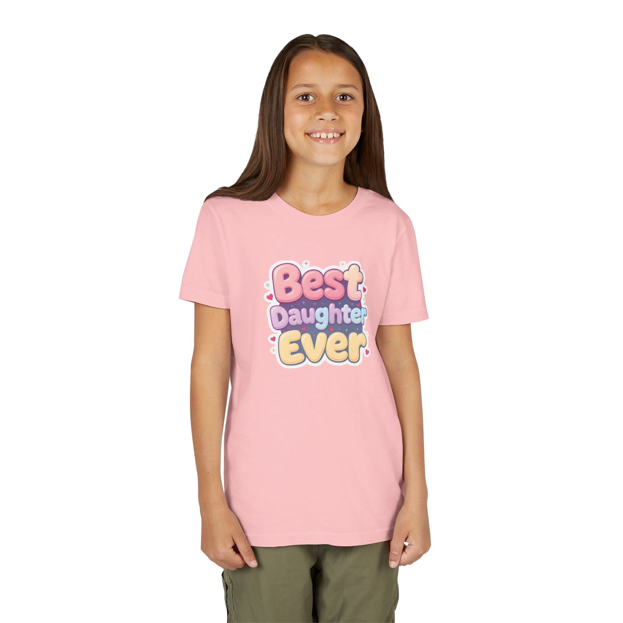 Best Daughter Ever Youth Tee — Cute Pastel Kids' T‑Shirt for Daughters, Mother's Day Gift