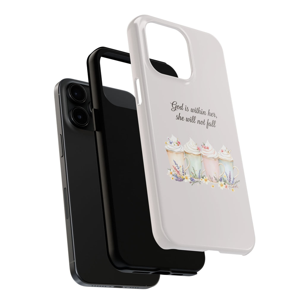 God Is Within Her Floral Phone Case | Scripture Bible Verse iPhone Case