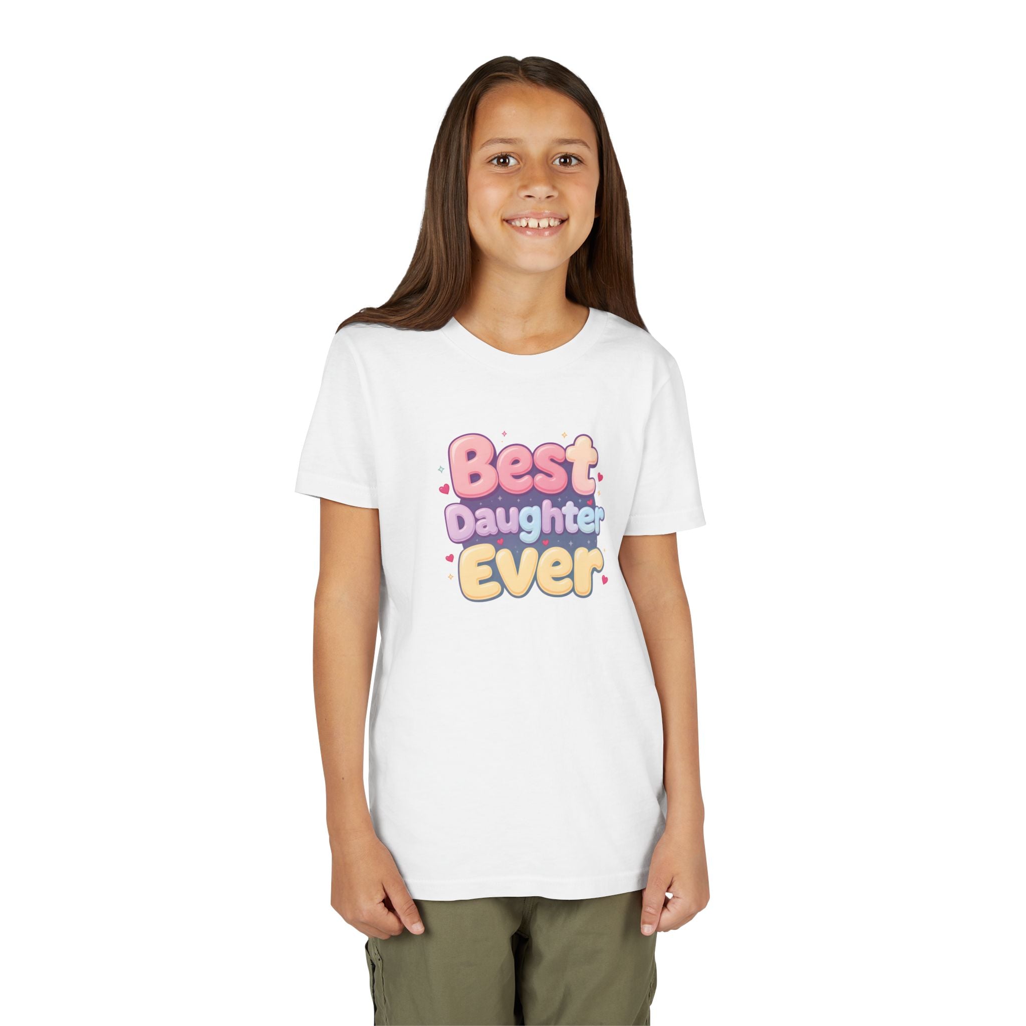 Best Daughter Ever Youth Tee — Cute Pastel Kids' T‑Shirt for Daughters, Mother's Day Gift