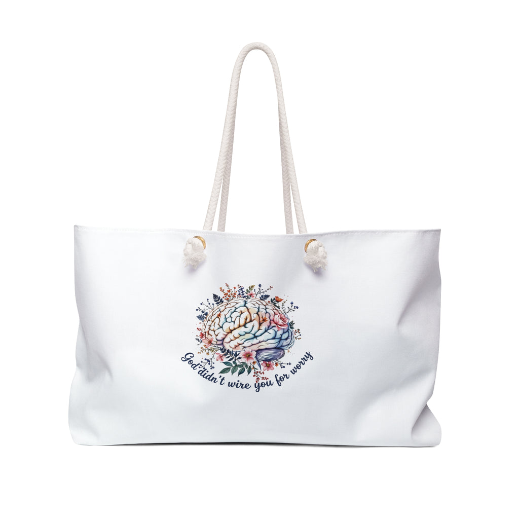 Floral Brain Weekender Bag "God didn't wire you for worry " – Spacious Travel Tote