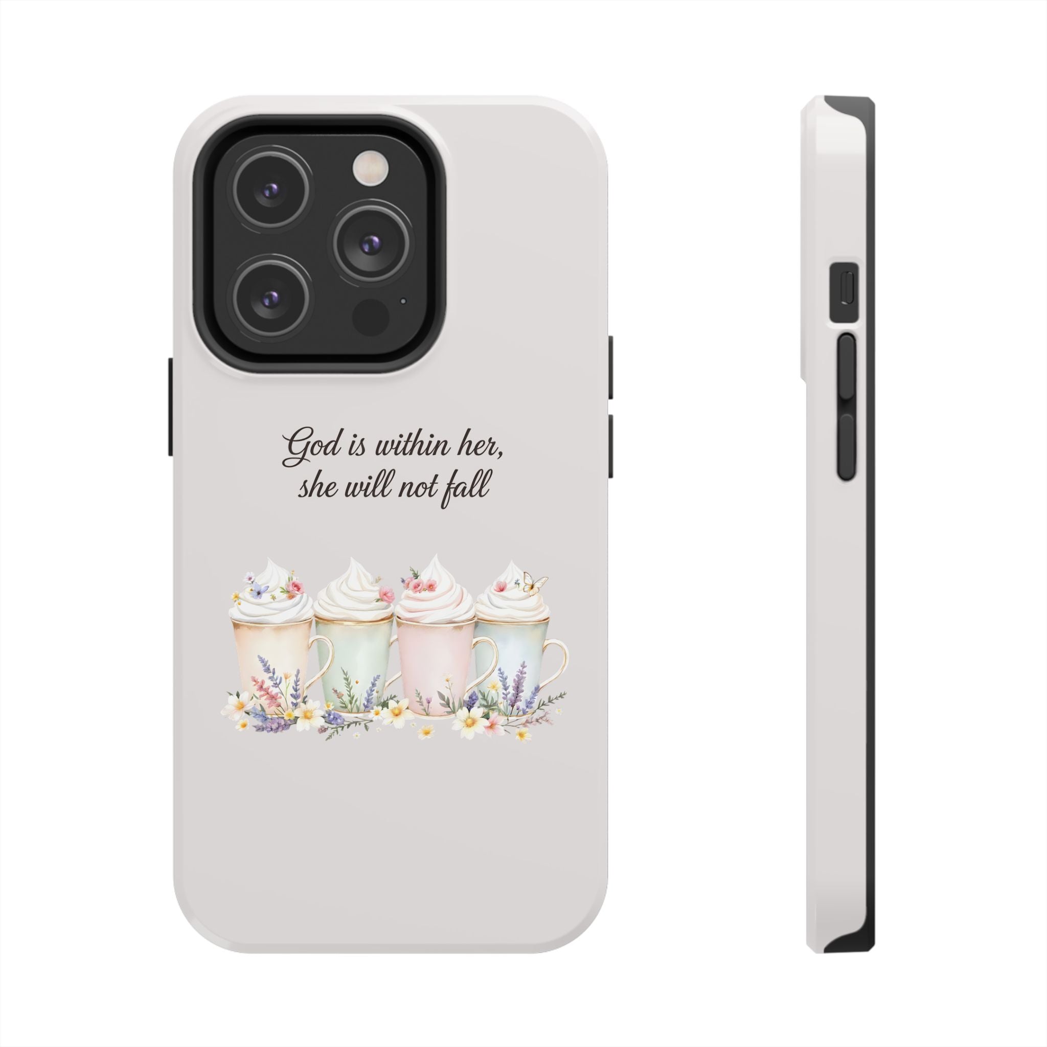 God Is Within Her Floral Phone Case | Scripture Bible Verse iPhone Case