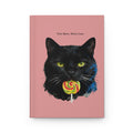 Hardcover Journal — Black Cat "Purr More, Worry Less" Pink Notebook
