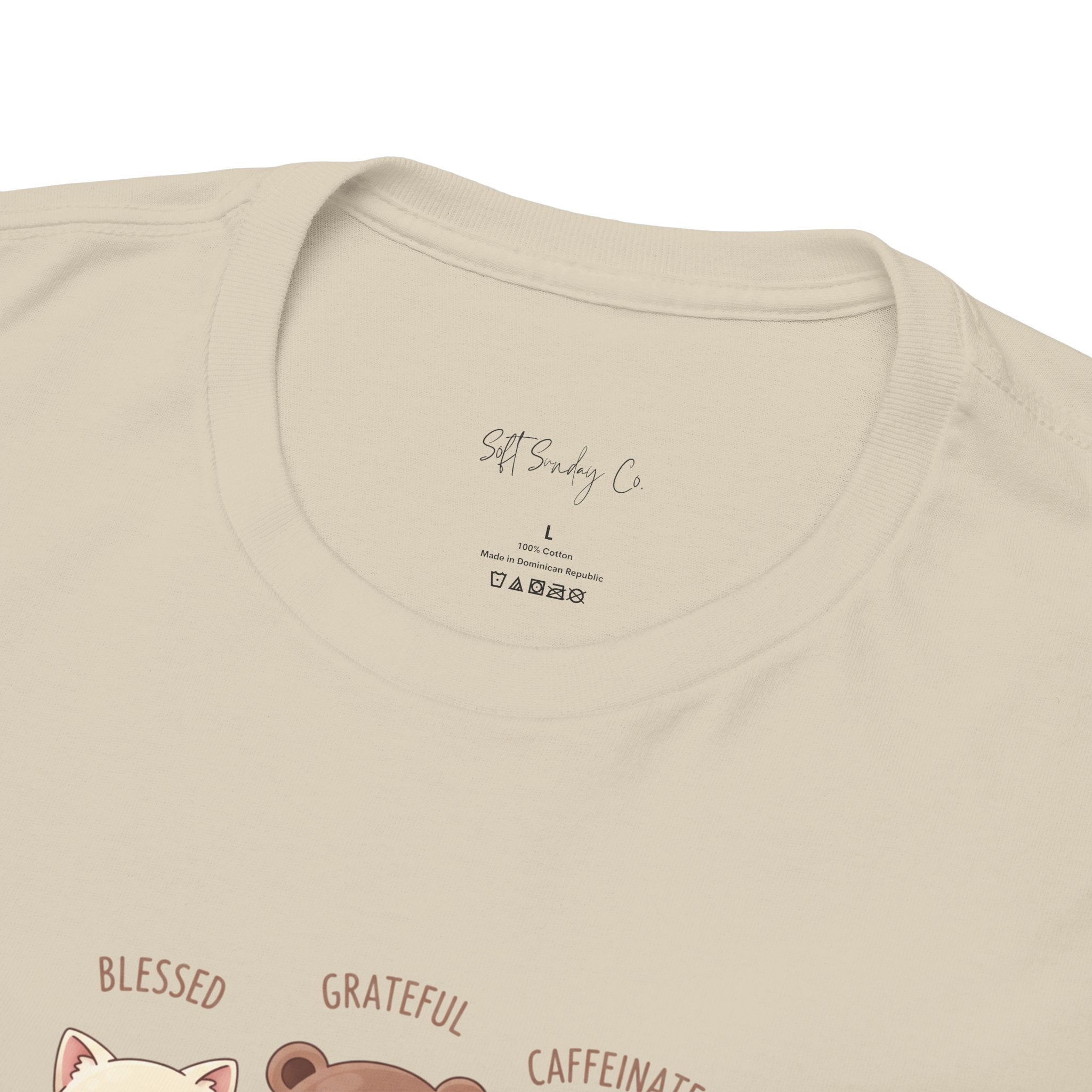 Cute Three Dogs Graphic Tee – Pawfect Puppy "Blessed, Grateful, Caffeinated "Trio T-Shirt