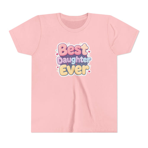 Best Daughter Ever Youth Tee — Cute Pastel Kids' T‑Shirt for Daughters, Mother's Day Gift