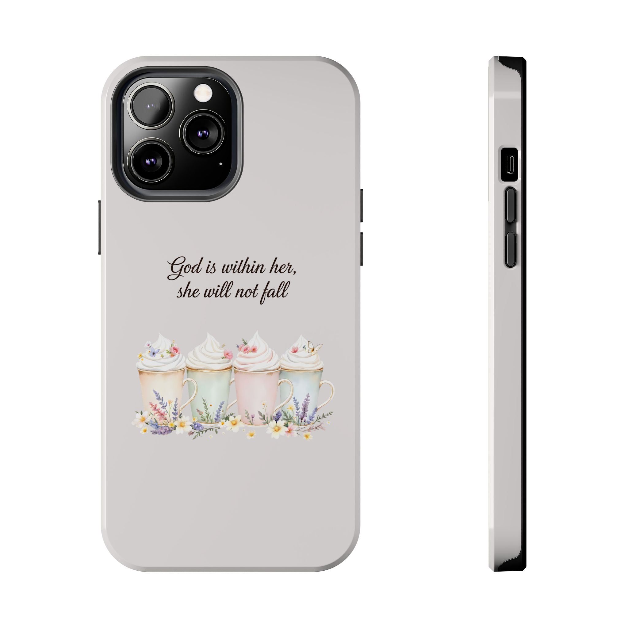 God Is Within Her Floral Phone Case | Scripture Bible Verse iPhone Case