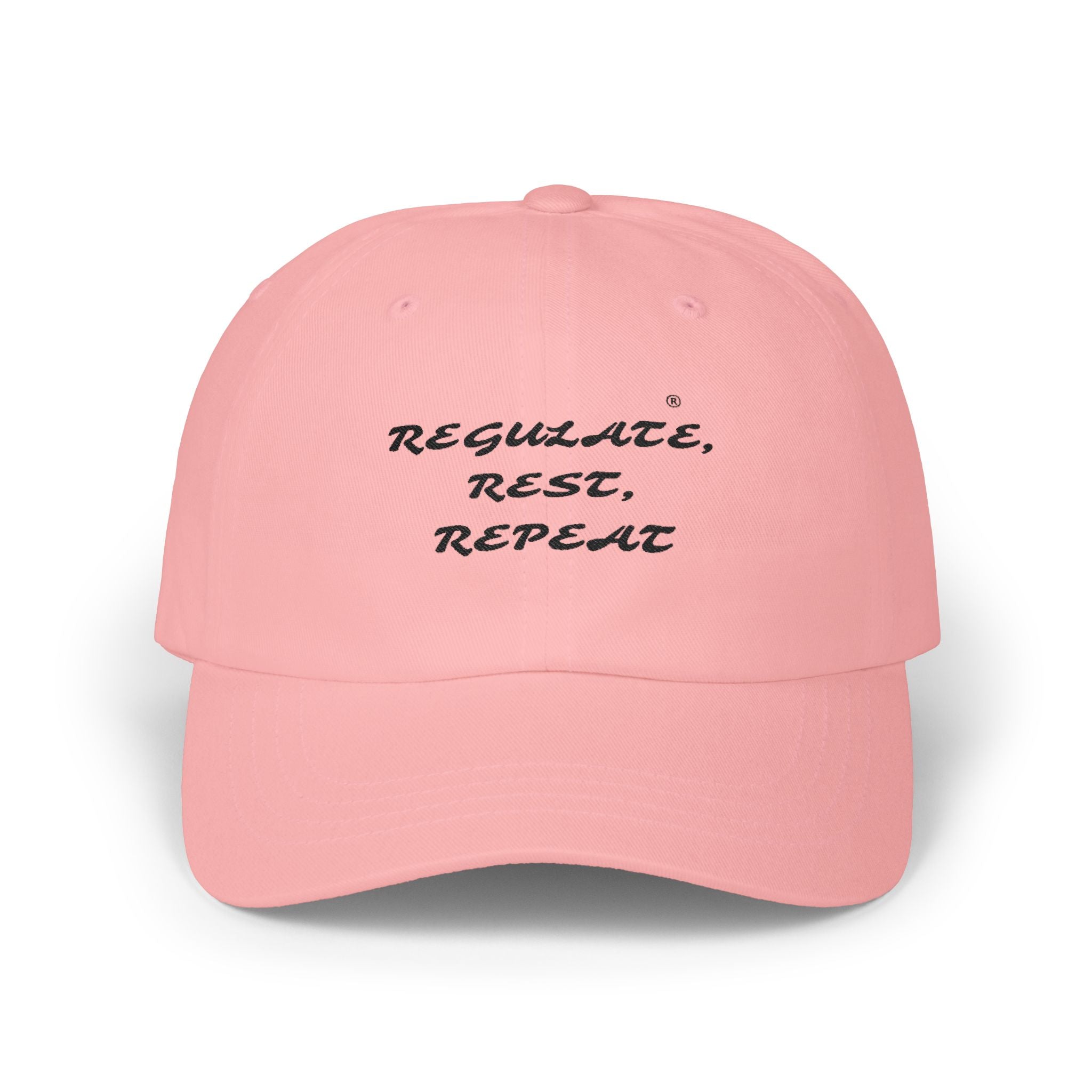 Dad Cap — "Regulate. Rest. Repeat." Embroidered Relaxation Hat